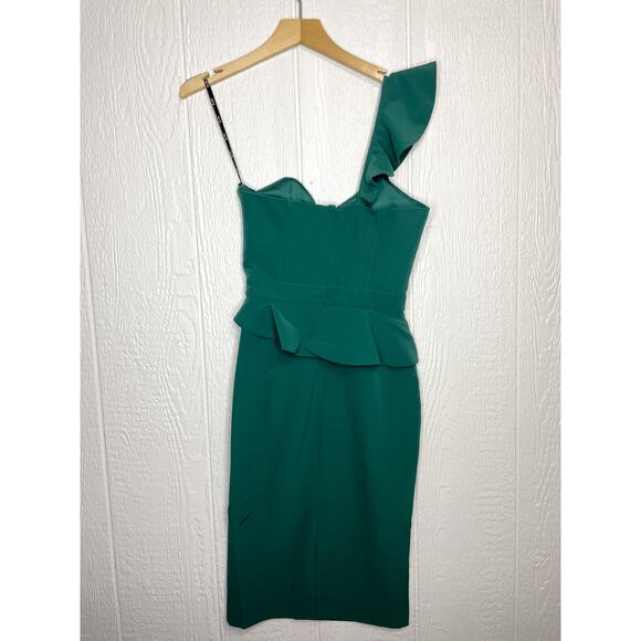 BARDOT Camellia One-shoulder Sheath Dress In Evergreen US 4 NWT - Picture 10 of 12